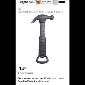 Blksmith‎ hammer bottle opener. NWT